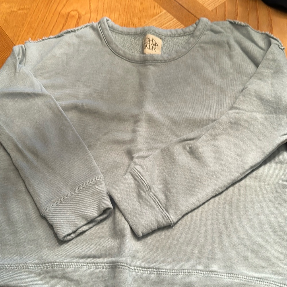 Chaser Cold-shoulder Sweatshirt In Powder Blue Size Medium